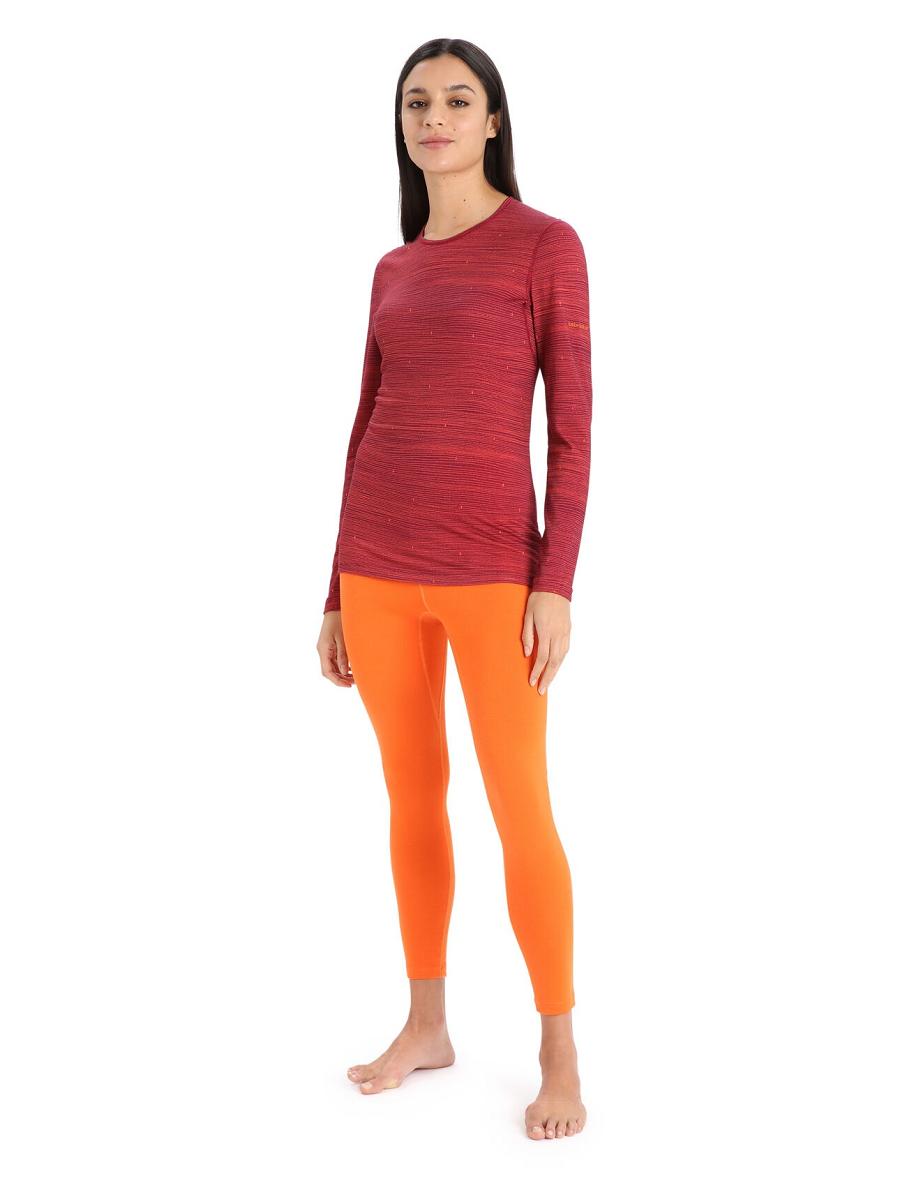 Icebreaker Merino 200 Oasis Long Sleeve Crewe Ski Tracks Naisten Base Layers Pinkki | FI 1823MQZA